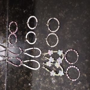 Earring Hoop's Silver Small/Medium 7Ct. White. Happy Wife Happy Life Collection